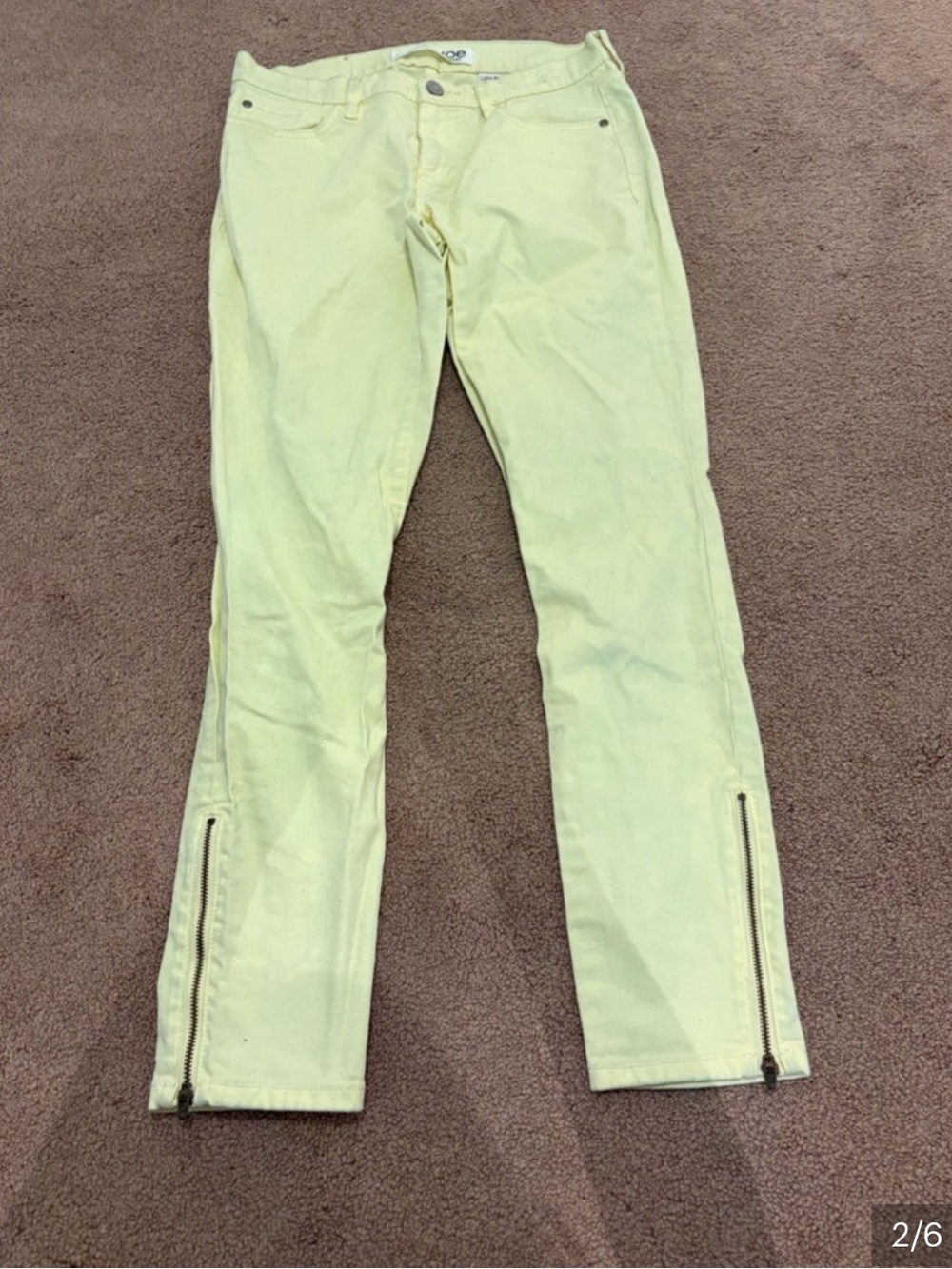 3 for $14 Joe Fresh Pale Yellow Zip-Hem skinny jeans size 2